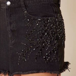 Free People Black Denim Studded Skirt